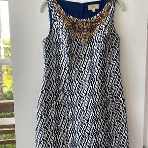 Anthropologie MOULINETTE SOEURS  Mulberry Road Beaded Jacquard Sheath‎ Dress,  6